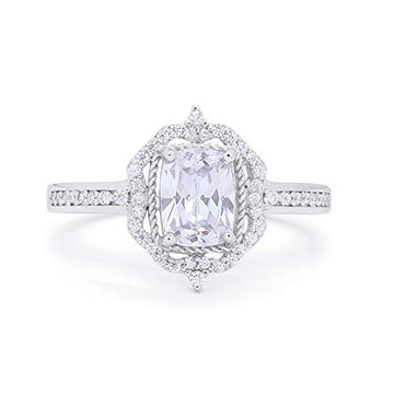 Halo Cut Wedding Ring Round Simulated Cubic Zirconia 925 Sterling Silver